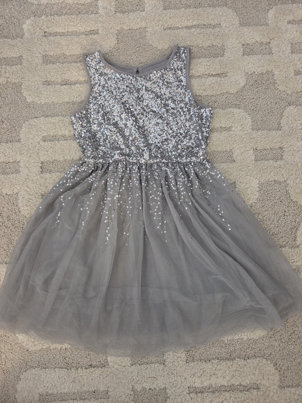 GAP Girls' Silver Sequin Tulle Dress